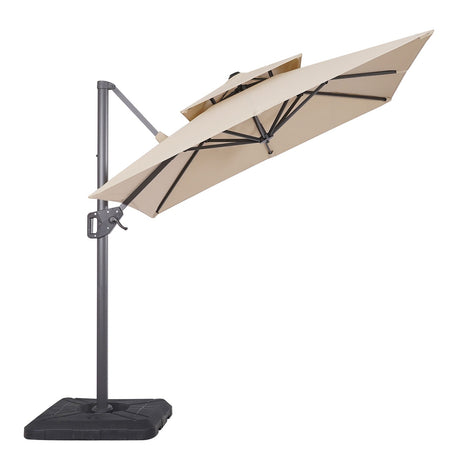 Fida Beige 8 Ft Square Umbrella w/ Double Top + 37" Large Base by Furniture of America at Eve Furniture
