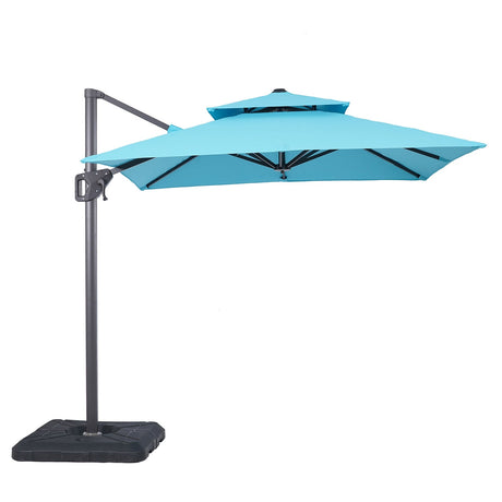 Fida Teal 8 Ft Square Umbrella w/ Double Top + 37" Large Base by Furniture of America at Eve Furniture