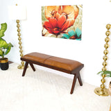 Chad Mid Century Modern Tan Leather Bench by Ashcroft Imports at Eve Furniture