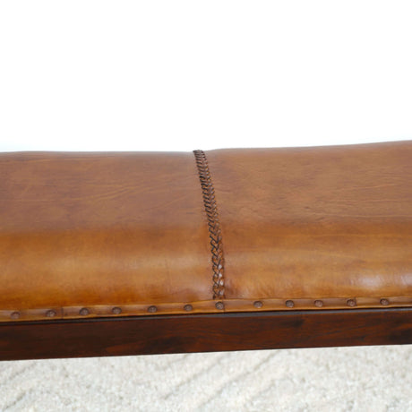 Chad Mid Century Modern Tan Leather Bench by Ashcroft Imports at Eve Furniture