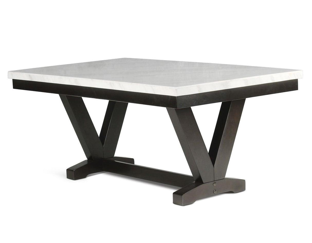 Finley 72 inch White Marble Top Dining Table by Steve Silver at Eve Furniture