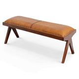 Chad Mid Century Modern Tan Leather Bench by Ashcroft Imports at Eve Furniture