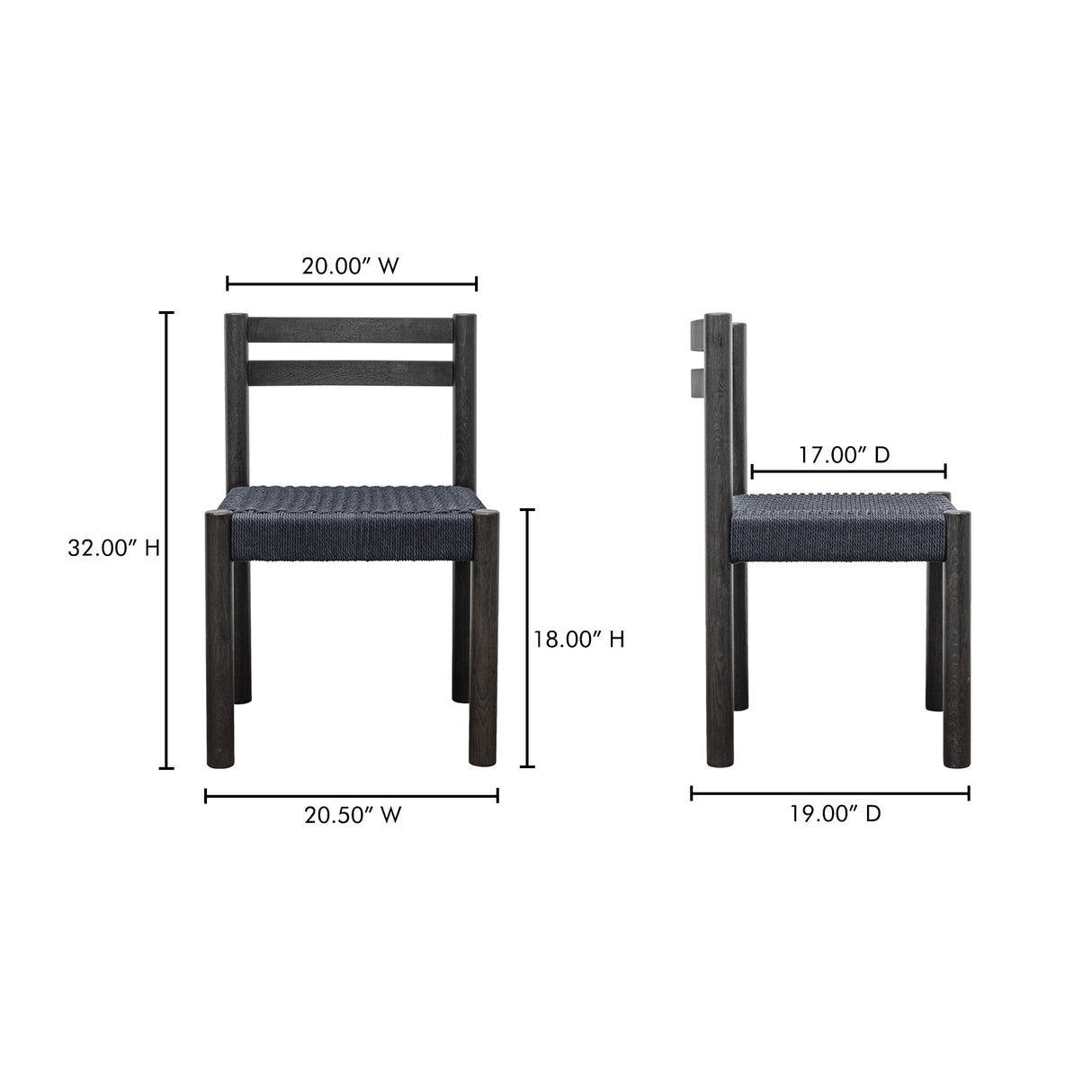 Finn Black Dining Chair (Set of 2) by Moe's Home at Eve Furniture