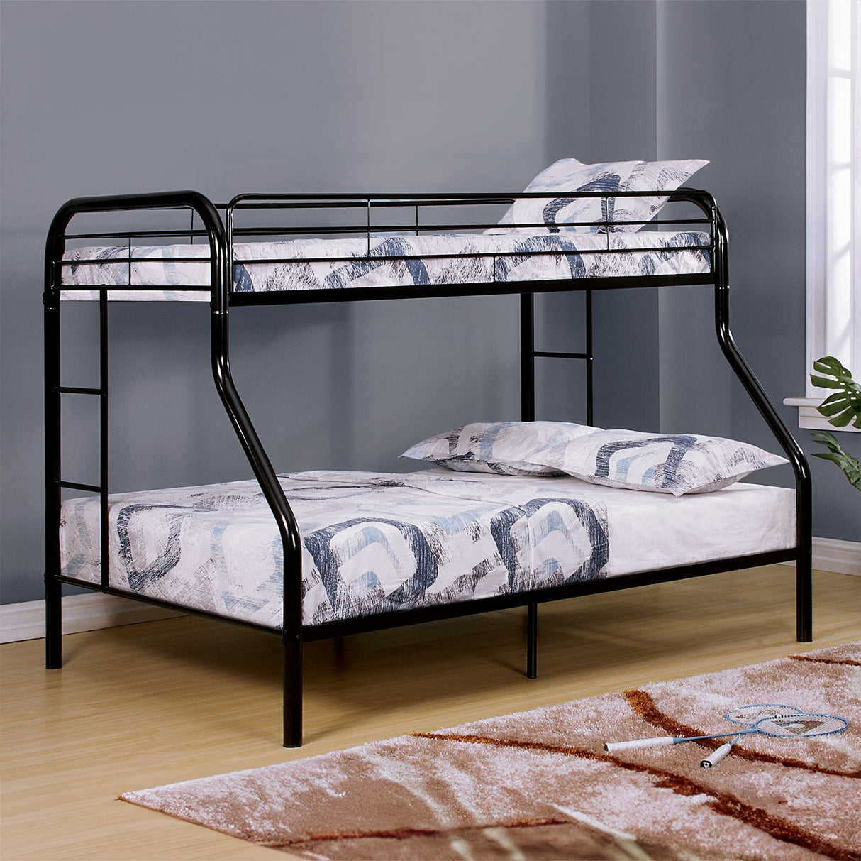 Finnerty Black Twin/Full Bunk Bed by Furniture of America at Eve Furniture