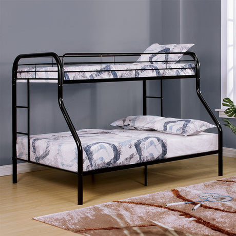 Finnerty Black Twin/Full Bunk Bed by Furniture of America at Eve Furniture