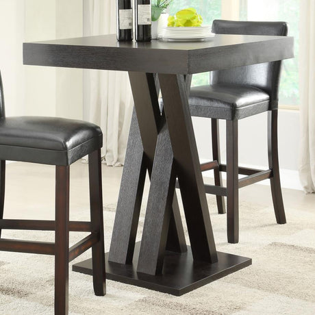 Freda Cappuccino Double X-Shaped Base Square Bar Table by Coaster at Eve Furniture