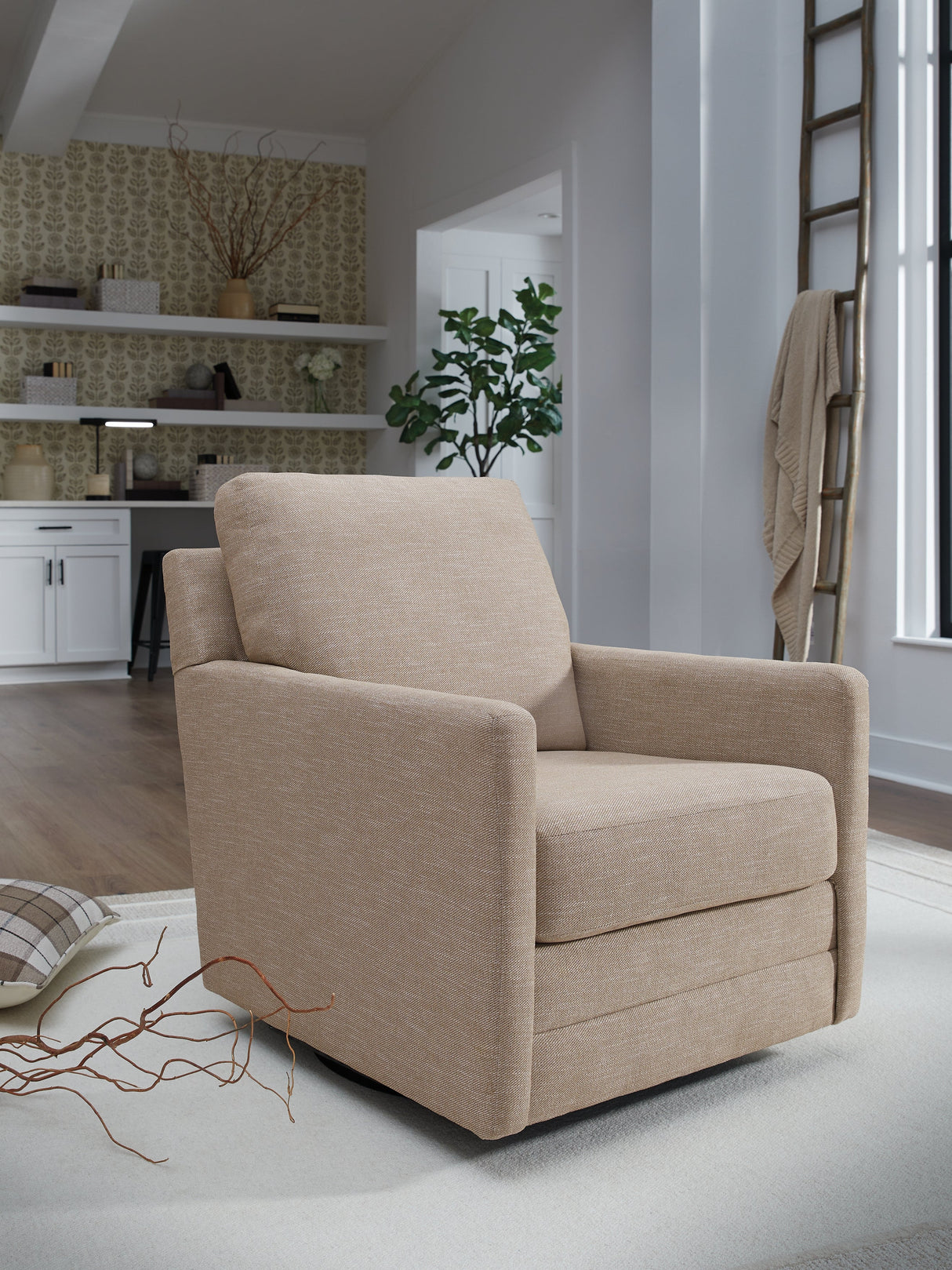 Freybourne Twill Swivel Accent Chair by Ashley at Eve Furniture