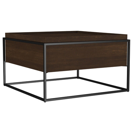 Fulton Dark Brown Square Mango Wood Coffee Table by Coaster at Eve Furniture
