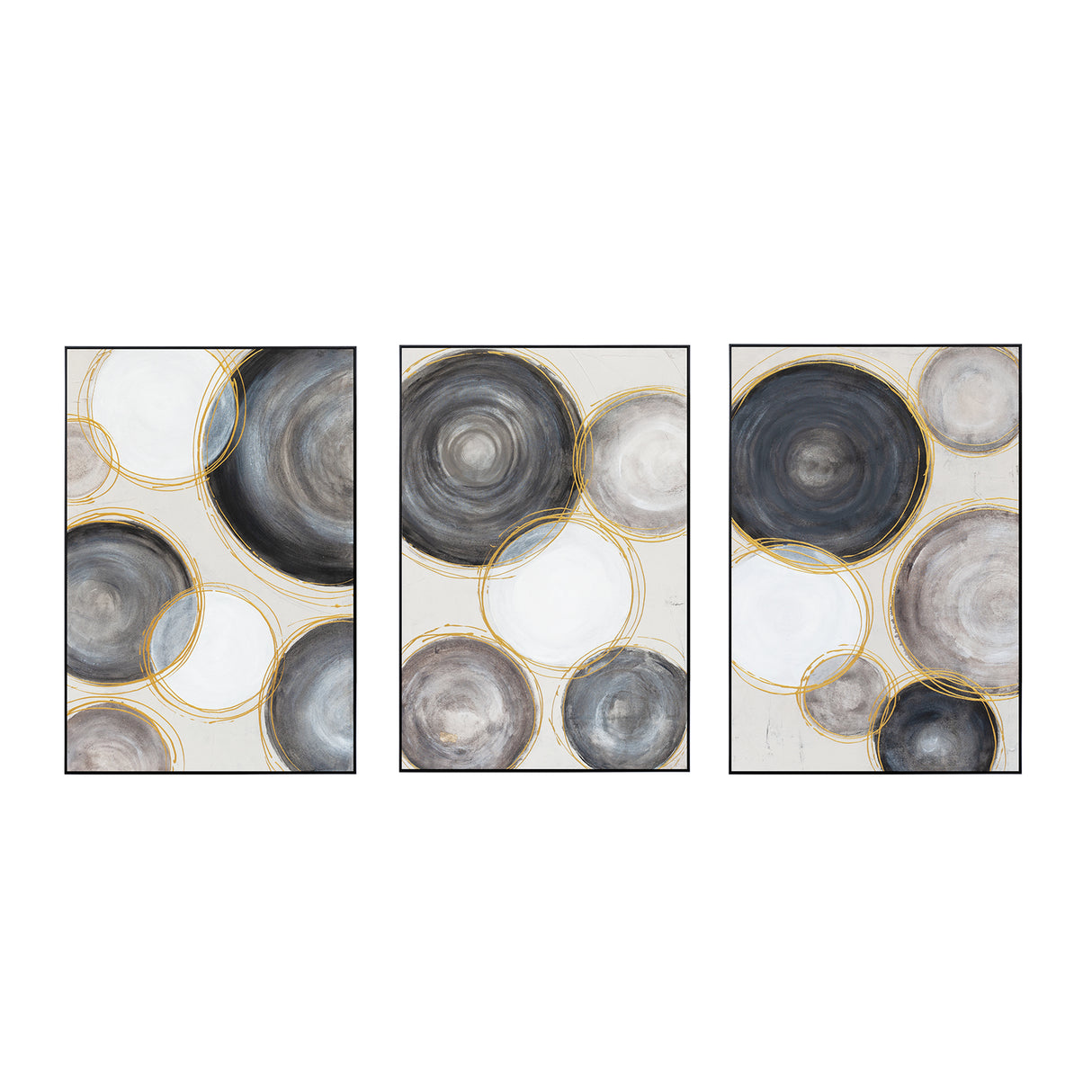 Palette Gilded Globes Hand Painted Framed Triptych by Home Trends & Design at Eve Furniture