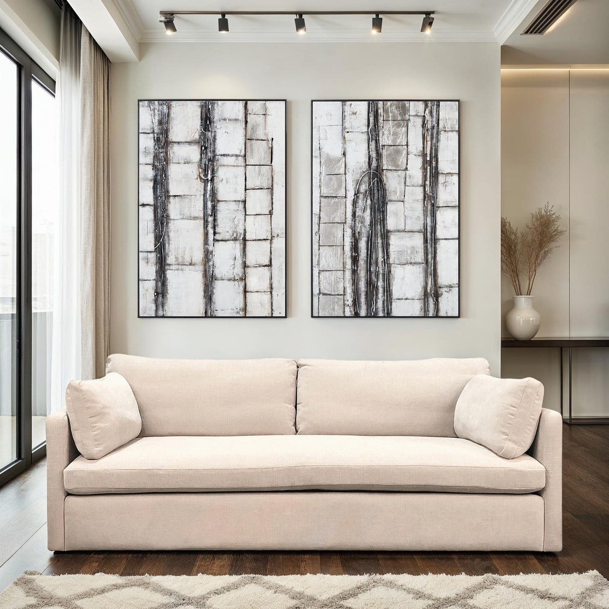 Palette Nature Canvas Hand Painted Framed Diptych by Home Trends & Design at Eve Furniture