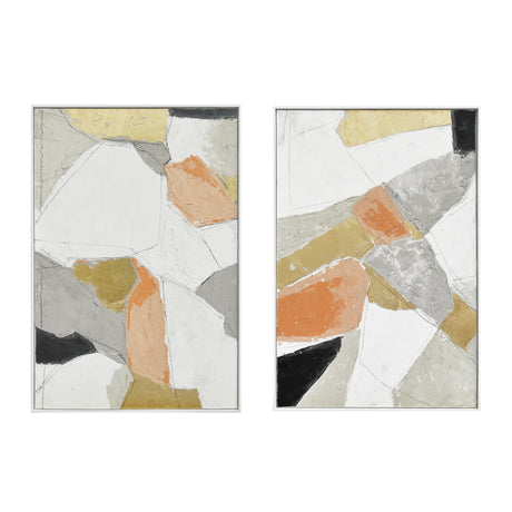 Palette Pastel Patchwork 1 Hand Painted Framed Diptych by Home Trends & Design at Eve Furniture