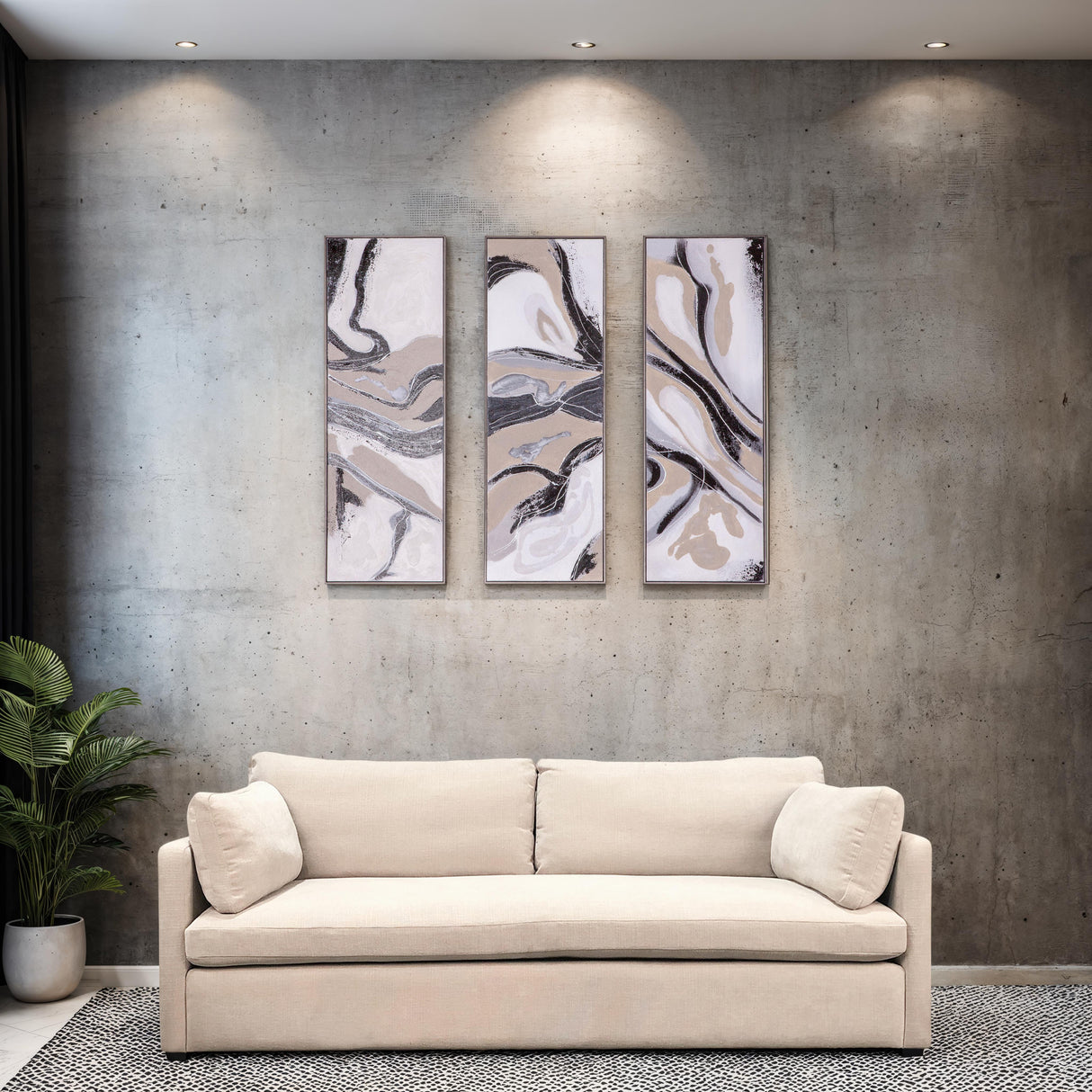 Palette Serenity Hand Painted Framed Triptych by Home Trends & Design at Eve Furniture