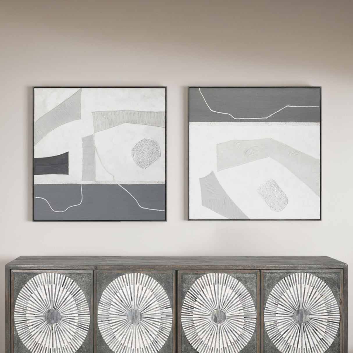 Palette Modern Slate Hand Painted Framed Diptych by Home Trends & Design at Eve Furniture