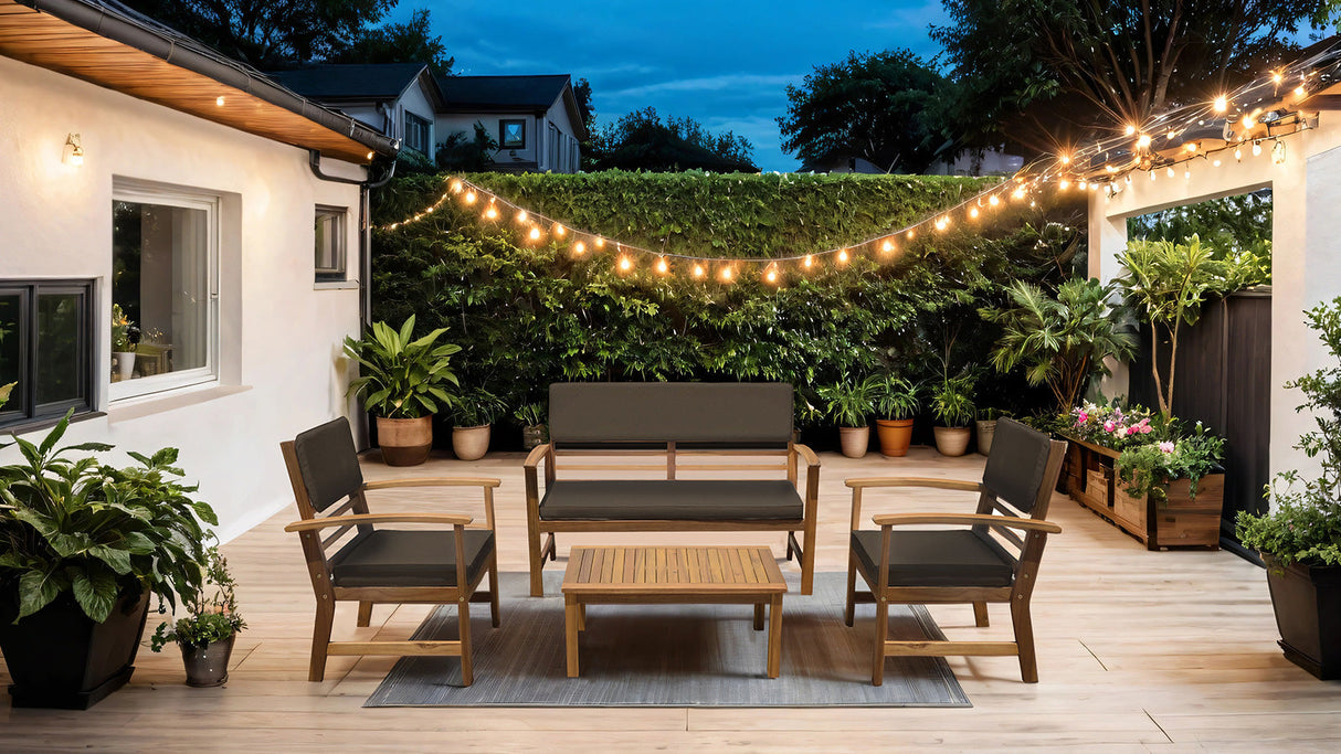 Hana Brown/Natural 4 Pc. Patio Set