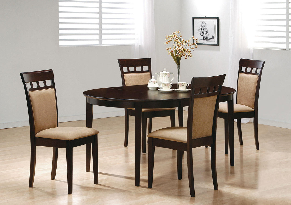 Gabriel Cappuccino 5-Piece Extension Leaf Dining Table Set by Coaster at Eve Furniture