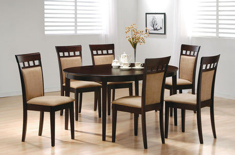 Gabriel Cappuccino 7-Piece Extension Leaf Dining Table Set by Coaster at Eve Furniture