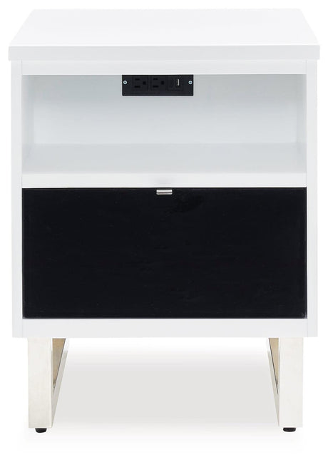 Gardoni White/Black Chairside End Table by Ashley at Eve Furniture
