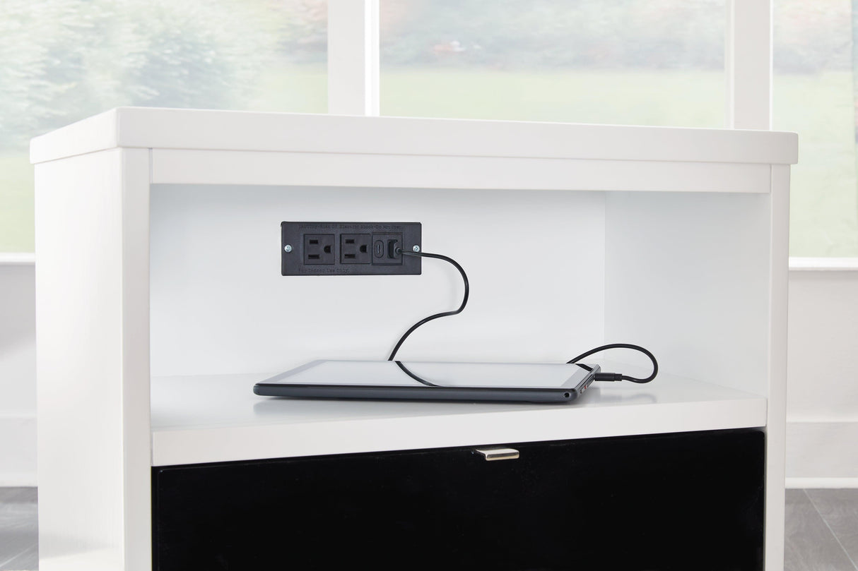 Gardoni White/Black Chairside End Table by Ashley at Eve Furniture