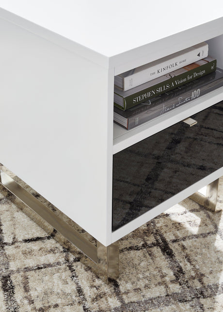 Gardoni White/Black Chairside End Table by Ashley at Eve Furniture