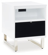 Gardoni White/Black Chairside End Table by Ashley at Eve Furniture