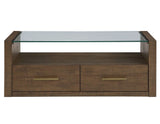 Garland Toffee Finish Castered Glass Top Coffee Table by Steve Silver at Eve Furniture