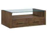 Garland Toffee Finish Castered Glass Top Coffee Table by Steve Silver at Eve Furniture