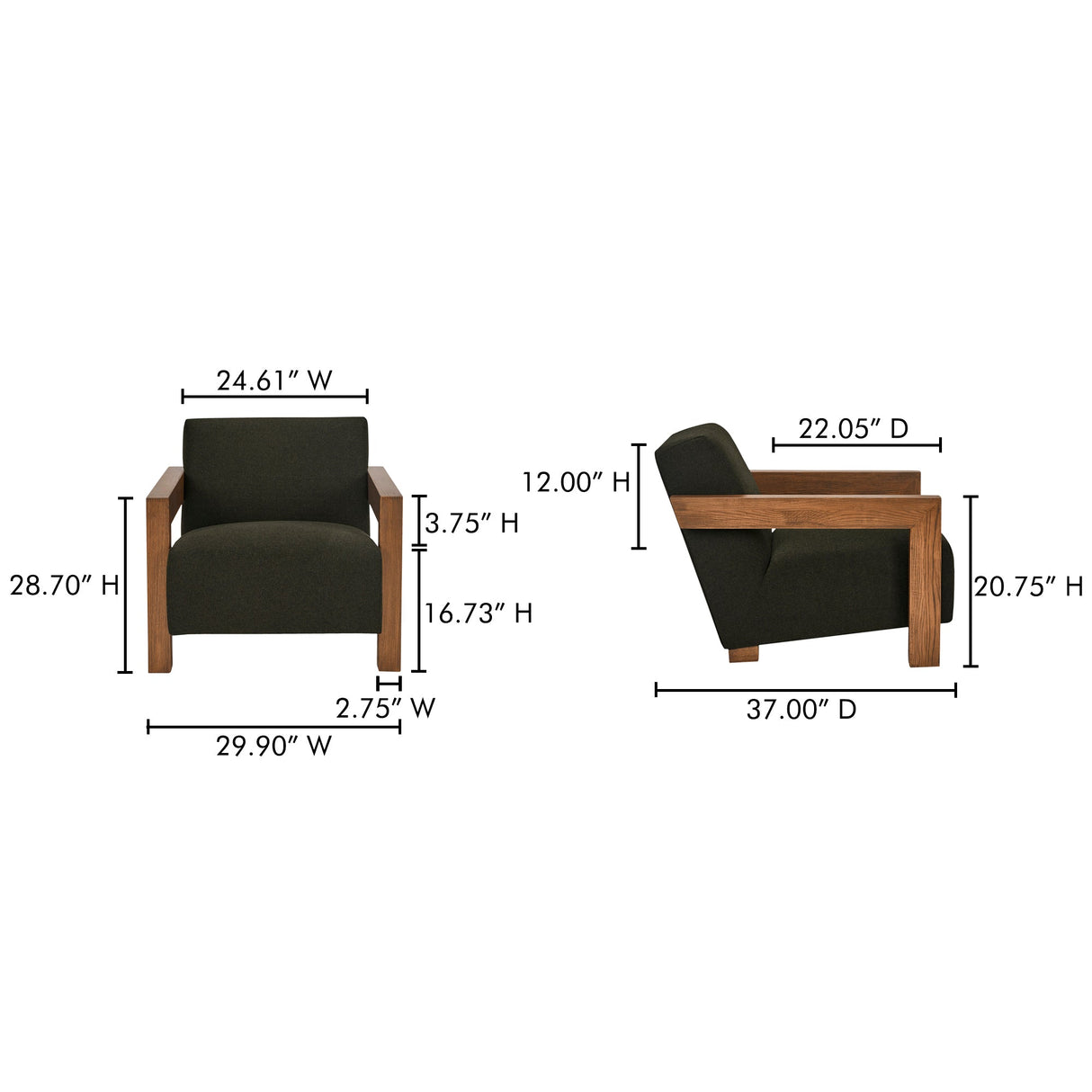 Garnet Olive Lounge Chair by Moe's Home at Eve Furniture