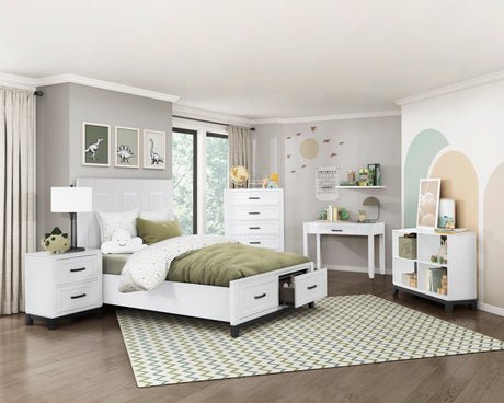 Garretson White Storage Platform Youth Bedroom Set by Homelegance at Eve Furniture
