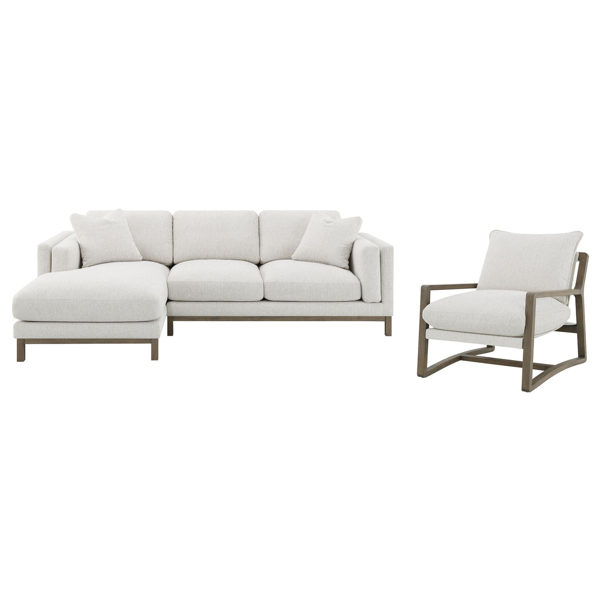 Geneva Sand Boucle Upholstered Sectional Chaise Sofa by Coaster at Eve Furniture
