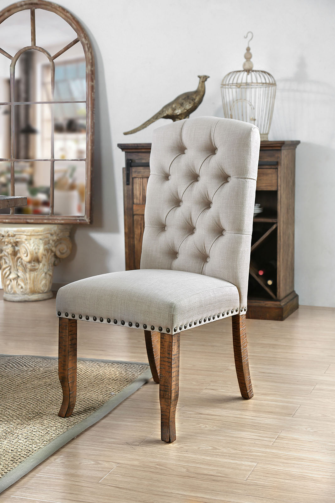 Gianna Rustic Oak/Ivory Side Chair by Furniture of America at Eve Furniture