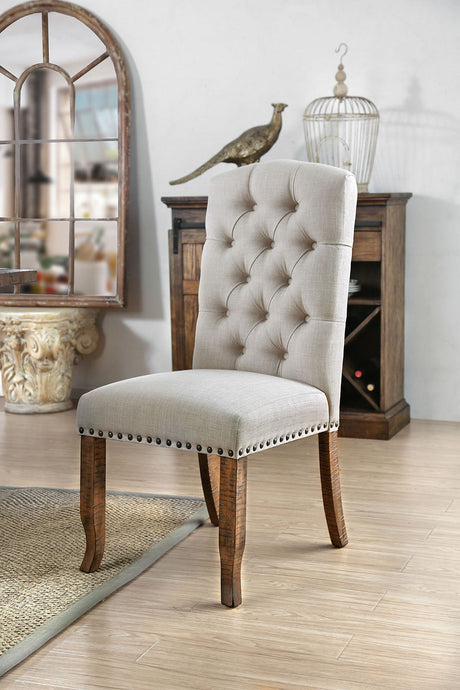 Gianna Rustic Oak/Ivory Side Chair by Furniture of America at Eve Furniture