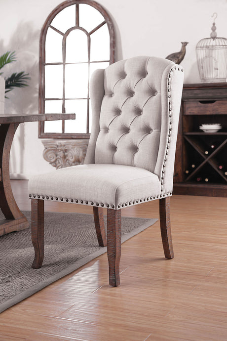Gianna Rustic Oak/Ivory Wingback Chair by Furniture of America at Eve Furniture