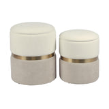 Gigi Cream and Tan Chenille Storage Ottoman - Set of 2 by TOV Furniture at Eve Furniture