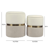 Gigi Cream and Tan Chenille Storage Ottoman - Set of 2 by TOV Furniture at Eve Furniture