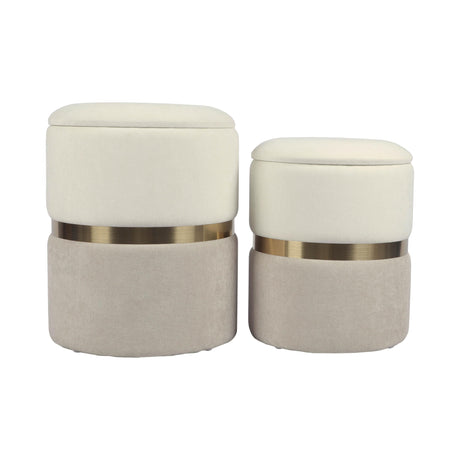 Gigi Cream and Tan Chenille Storage Ottoman - Set of 2 by TOV Furniture at Eve Furniture