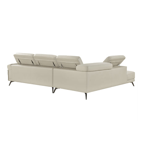 Giselle Beige Leather 2-Piece Sectional with Left Chaise by Homelegance at Eve Furniture
