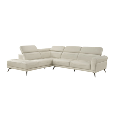 Giselle Beige Leather 2-Piece Sectional with Left Chaise by Homelegance at Eve Furniture