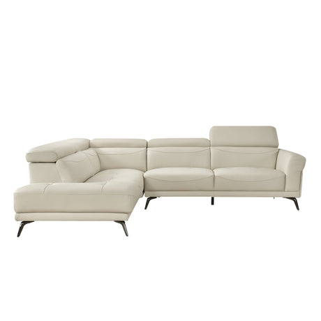 Giselle Beige Leather 2-Piece Sectional with Left Chaise by Homelegance at Eve Furniture