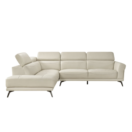 Giselle Beige Leather 2-Piece Sectional with Left Chaise by Homelegance at Eve Furniture