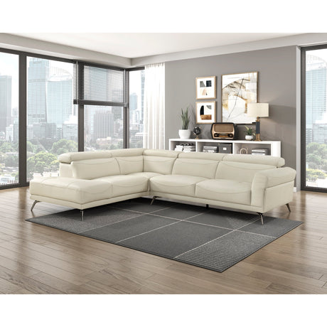 Giselle Beige Leather 2-Piece Sectional with Left Chaise by Homelegance at Eve Furniture