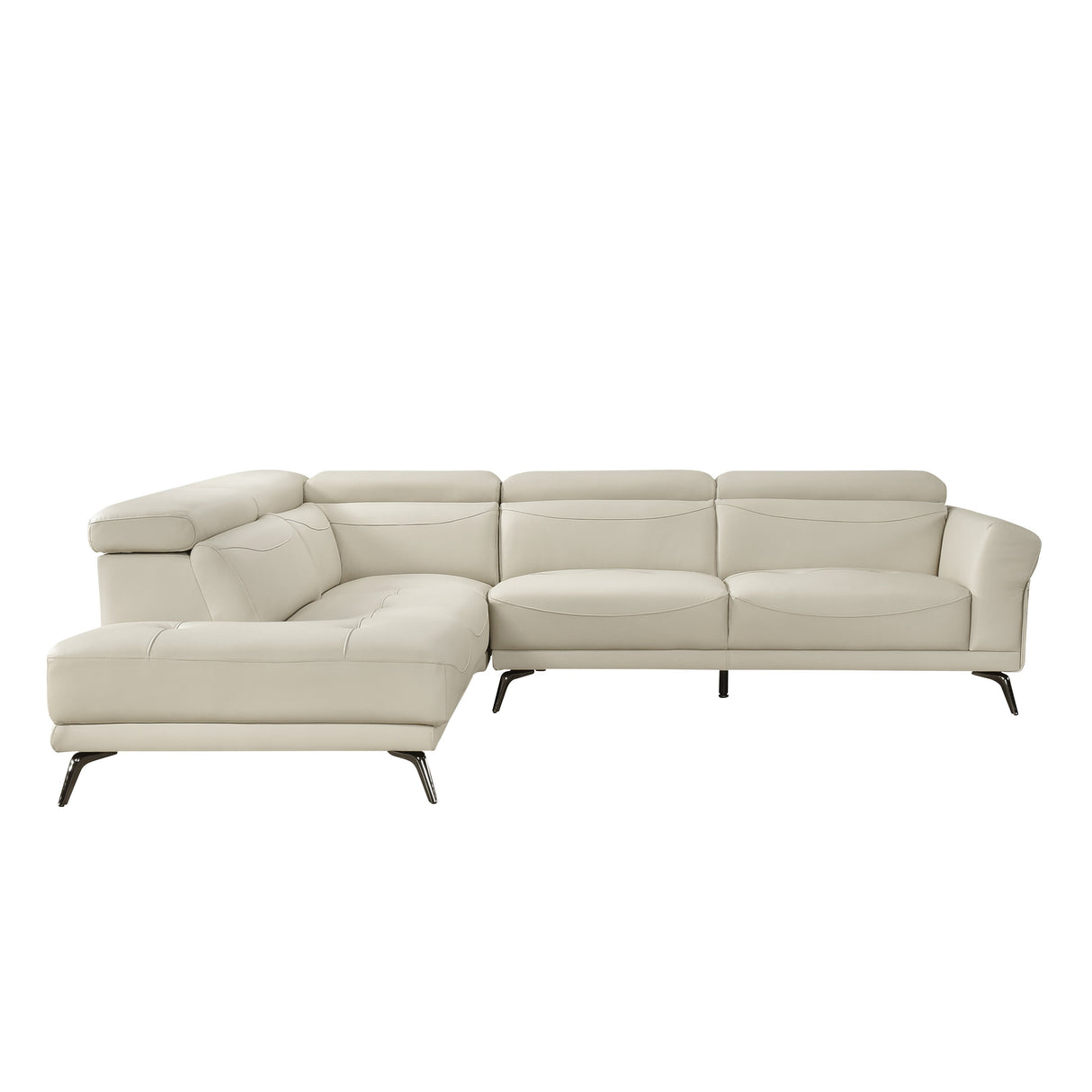 Giselle Beige Leather 2-Piece Sectional with Left Chaise by Homelegance at Eve Furniture