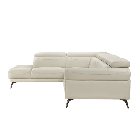 Giselle Beige Leather 2-Piece Sectional with Left Chaise by Homelegance at Eve Furniture
