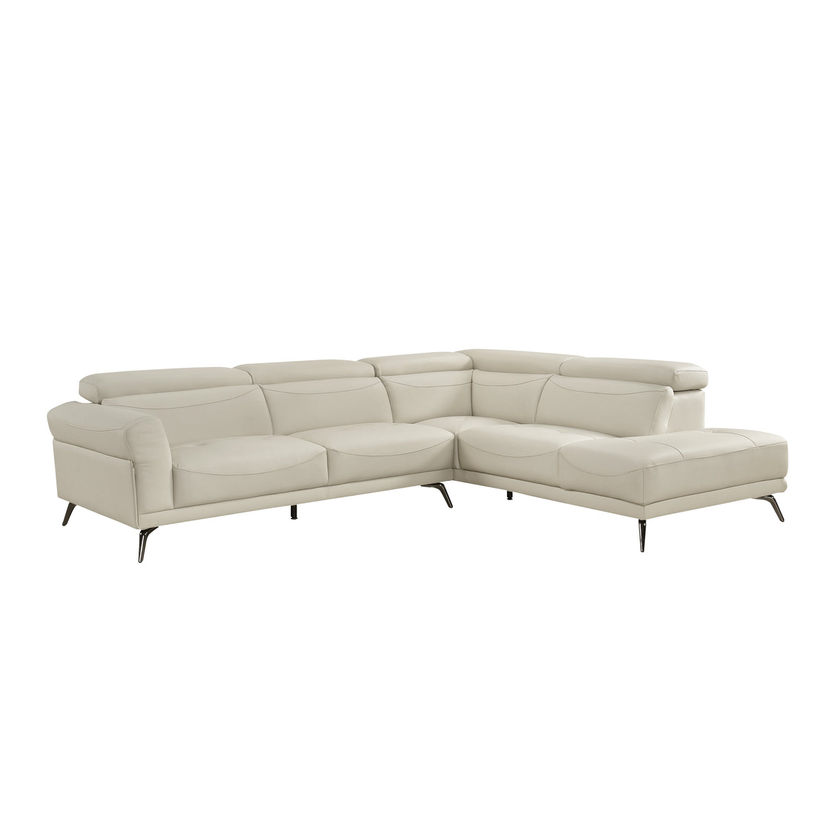 Giselle Beige Leather 2-Piece Sectional with Right Chaise by Homelegance at Eve Furniture