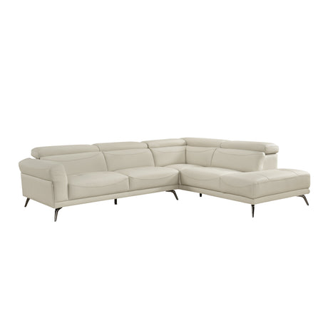 Giselle Beige Leather 2-Piece Sectional with Right Chaise by Homelegance at Eve Furniture
