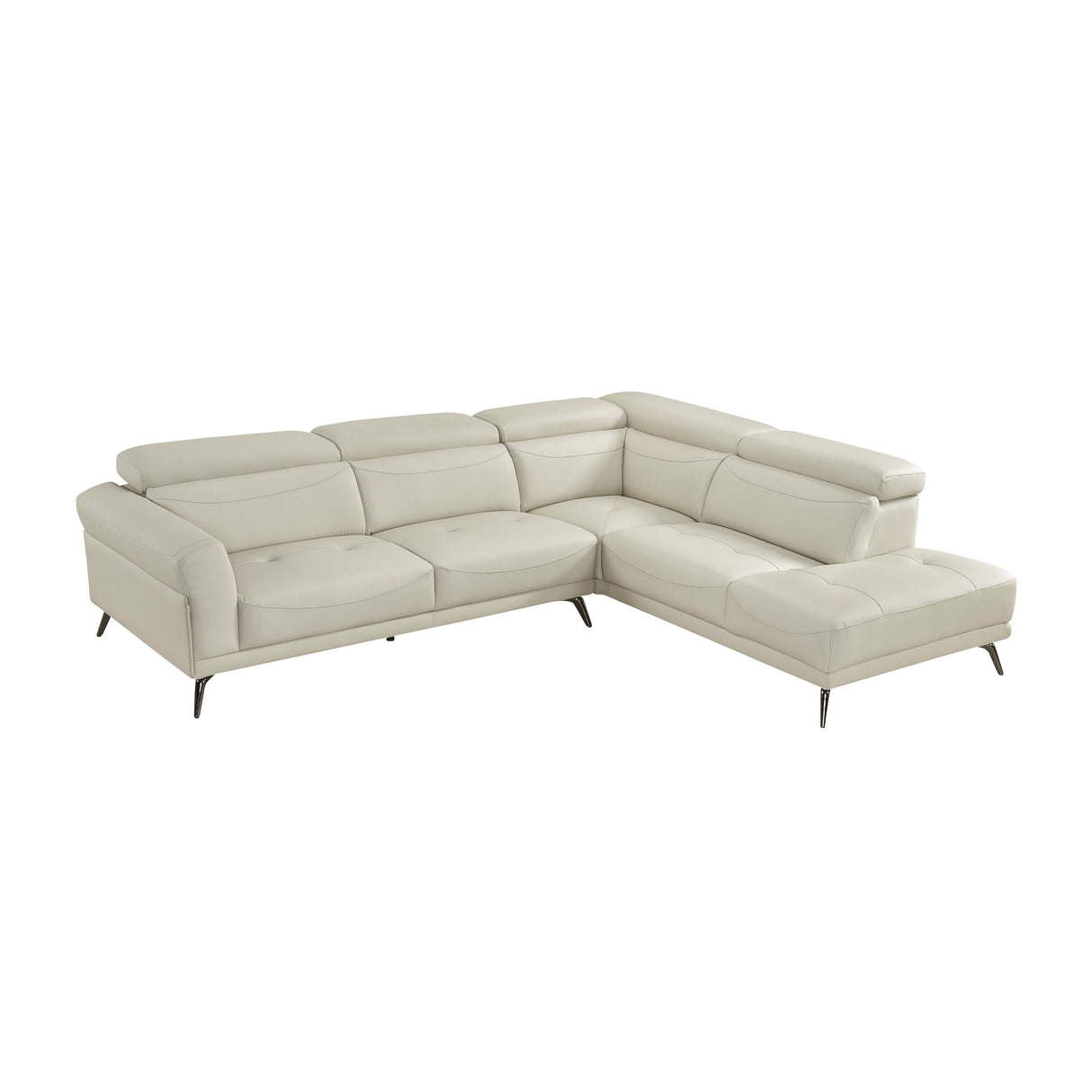 Giselle Beige Leather 2-Piece Sectional with Right Chaise by Homelegance at Eve Furniture