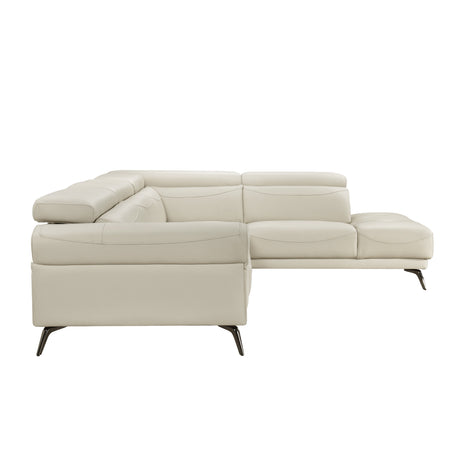 Giselle Beige Leather 2-Piece Sectional with Right Chaise by Homelegance at Eve Furniture