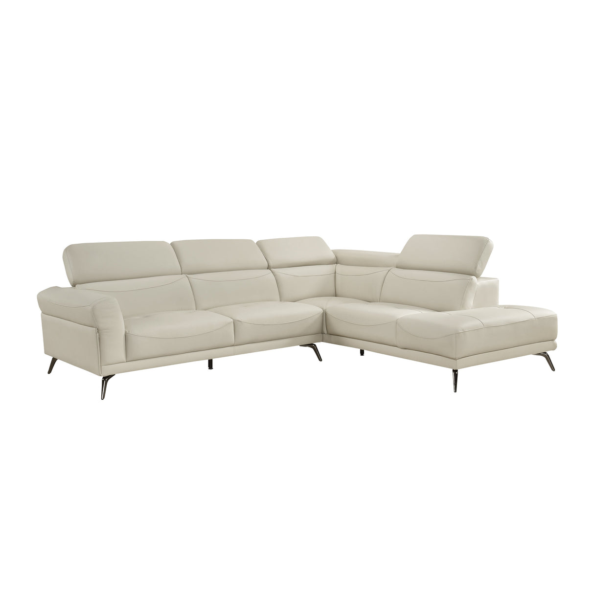 Giselle Beige Leather 2-Piece Sectional with Right Chaise by Homelegance at Eve Furniture