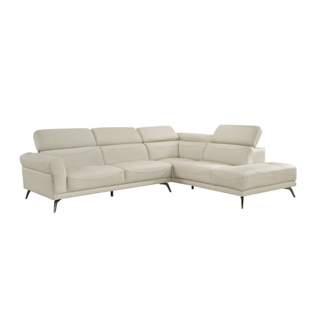 Giselle Beige Leather 2-Piece Sectional with Right Chaise by Homelegance at Eve Furniture