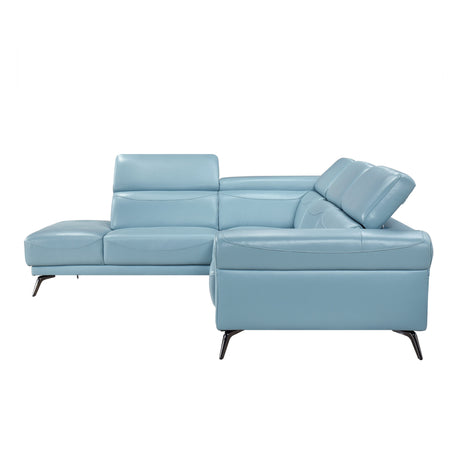 Giselle Blue Leather 2-Piece Sectional with Left Chaise by Homelegance at Eve Furniture