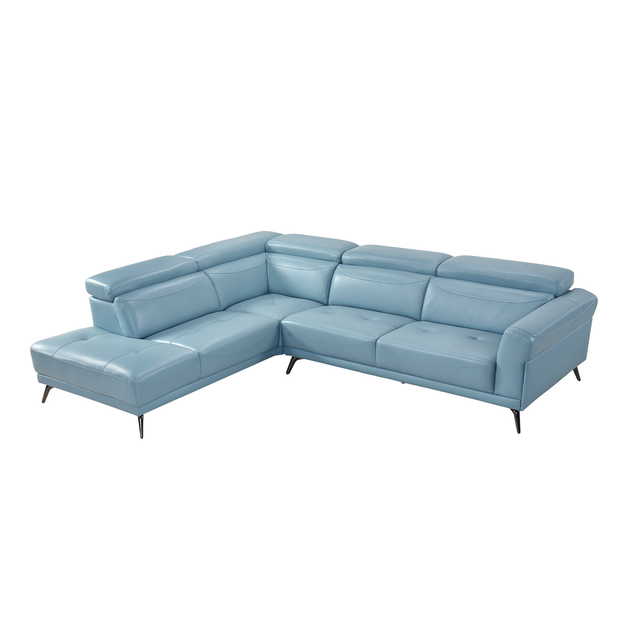 Giselle Blue Leather 2-Piece Sectional with Left Chaise by Homelegance at Eve Furniture